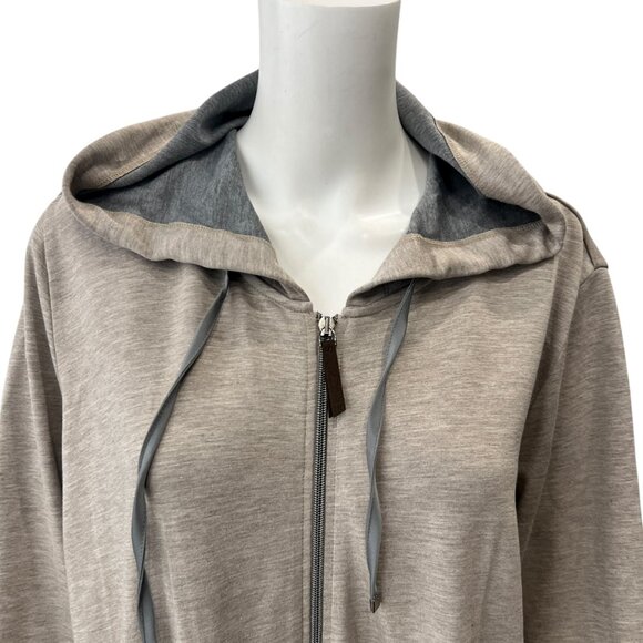 Marina Sport Heathered Gray Beige Jersey Zip Hoodie size Large/XL - Picture 2 of 8